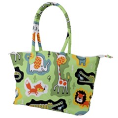 Seamless-pattern-with-wildlife-animals-cartoon Canvas Shoulder Bag by Simbadda