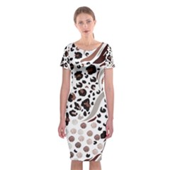 Mix Animal Skin Prints Seamless Pattern Vector Classic Short Sleeve Midi Dress by Simbadda