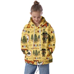 Seamless Pattern Funny Ranger Cartoon Kids  Oversized Hoodie by Simbadda