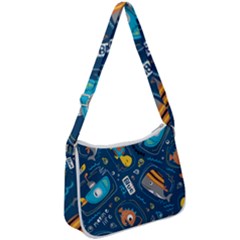 Seamless Pattern Vector Submarine With Sea Animals Cartoon Zip Up Shoulder Bag by Simbadda