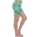 Lovely Peacock Feather Pattern With Flat Design Lightweight Velour Yoga Shorts View3