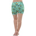 Lovely Peacock Feather Pattern With Flat Design Lightweight Velour Yoga Shorts View4