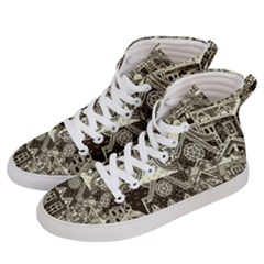 Four Hand Drawn City Patterns Men s Hi-top Skate Sneakers by Simbadda