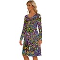 Graffiti Word Seamless Pattern Long Sleeve Dress With Pocket View2