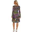 Graffiti Word Seamless Pattern Long Sleeve Dress With Pocket View4