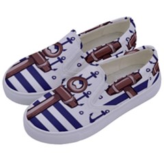 Anchor Background Design Kids  Canvas Slip Ons by Simbadda