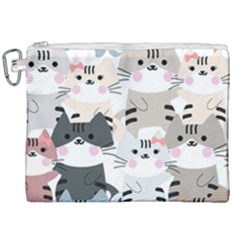 Cute Cat Couple Seamless Pattern Cartoon Canvas Cosmetic Bag (xxl) by Simbadda