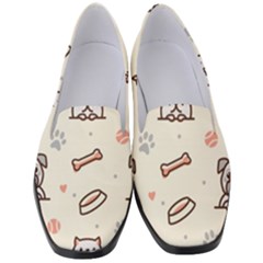 Pug-dog-cat-with-bone-fish-bones-paw-prints-ball-seamless-pattern-vector-background Women s Classic Loafer Heels by Simbadda