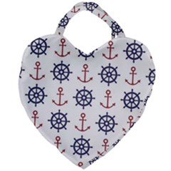 Nautical-seamless-pattern Giant Heart Shaped Tote by Simbadda