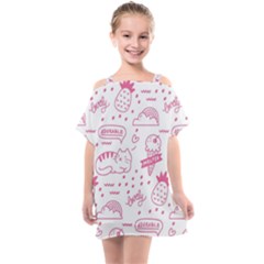 Cute-girly-seamless-pattern Kids  One Piece Chiffon Dress by Simbadda