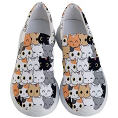 Cute-cat-kitten-cartoon-doodle-seamless-pattern Women s Lightweight Slip Ons by Simbadda