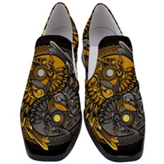 Yin-yang-owl-doodle-ornament-illustration Women Slip On Heel Loafers by Simbadda