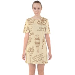 Ice-cream-vintage-pattern Sixties Short Sleeve Mini Dress by Simbadda