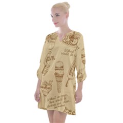 Ice-cream-vintage-pattern Open Neck Shift Dress by Simbadda