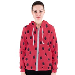 Seamless-watermelon-surface-texture Women s Zipper Hoodie by Simbadda