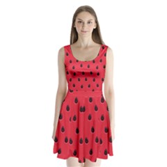 Seamless-watermelon-surface-texture Split Back Mini Dress  by Simbadda