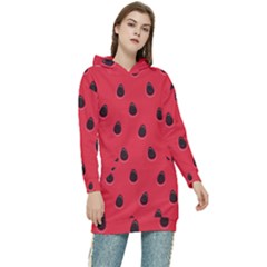 Seamless-watermelon-surface-texture Women s Long Oversized Pullover Hoodie by Simbadda