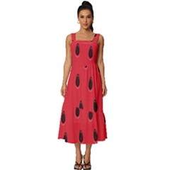 Seamless-watermelon-surface-texture Square Neckline Tiered Midi Dress by Simbadda