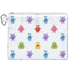 Seamless-pattern-cute-funny-monster-cartoon-isolated-white-background Canvas Cosmetic Bag (xxl) by Simbadda