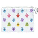 Seamless-pattern-cute-funny-monster-cartoon-isolated-white-background Canvas Cosmetic Bag (XXL) View2