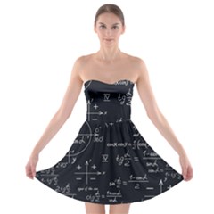 Mathematical-seamless-pattern-with-geometric-shapes-formulas Strapless Bra Top Dress by Simbadda