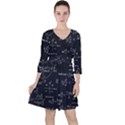 Mathematical-seamless-pattern-with-geometric-shapes-formulas Quarter Sleeve Ruffle Waist Dress View1