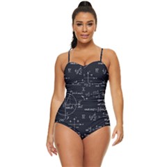 Mathematical-seamless-pattern-with-geometric-shapes-formulas Retro Full Coverage Swimsuit by Simbadda