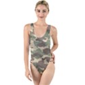 Camouflage Design High Leg Strappy Swimsuit View1