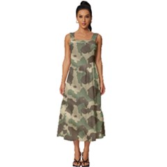 Camouflage Design Square Neckline Tiered Midi Dress by Excel