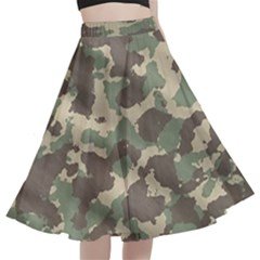 Camouflage Design A-line Full Circle Midi Skirt With Pocket by Excel