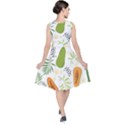 Seamless-tropical-pattern-with-papaya V-Neck Midi Sleeveless Dress  View2