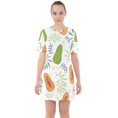 Seamless-tropical-pattern-with-papaya Sixties Short Sleeve Mini Dress by Simbadda