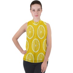 Lemon-fruits-slice-seamless-pattern Mock Neck Chiffon Sleeveless Top by Simbadda