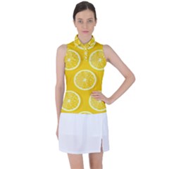 Lemon-fruits-slice-seamless-pattern Women s Sleeveless Polo Tee by Simbadda