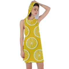 Lemon-fruits-slice-seamless-pattern Racer Back Hoodie Dress by Simbadda