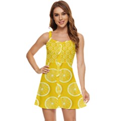 Lemon-fruits-slice-seamless-pattern Ruffle Edge Bra Cup Chiffon Mini Dress by Simbadda