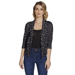 Math-equations-formulas-pattern Women s Draped Front 3/4 Sleeve Shawl Collar Jacket by Simbadda