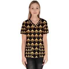 Golden-chess-board-background Women s V-neck Scrub Top by Simbadda