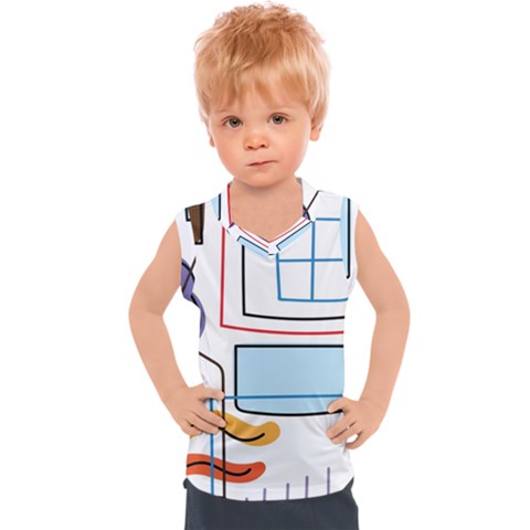 Sketch Line Art Doodles Design Kids  Sport Tank Top by Grandong