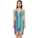 Color Stripes Wrap Frill Dress View1