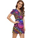 3d Fractal Mandelbulb V-Neck High Waist Chiffon Mini Dress View3