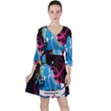 Sneakers Shoes Patterns Bright Quarter Sleeve Ruffle Waist Dress View1