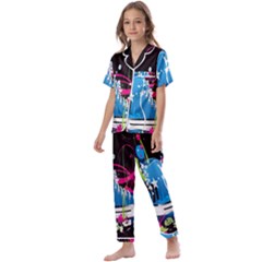 Sneakers Shoes Patterns Bright Kids  Satin Short Sleeve Pajamas Set by Proyonanggan