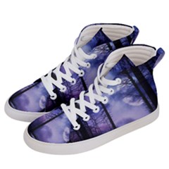 Moonlit A Forest At Night With A Full Moon Men s Hi-top Skate Sneakers by Proyonanggan