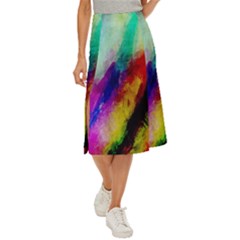 Colorful Abstract Paint Splats Background Midi Panel Skirt by Proyonanggan