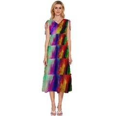 Colorful Abstract Paint Splats Background V-neck Drawstring Shoulder Sleeveless Maxi Dress by Proyonanggan