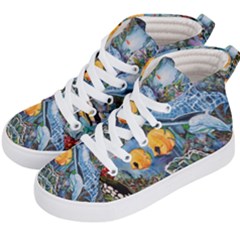 Colorful Aquatic Life Wall Mural Kids  Hi-top Skate Sneakers by Proyonanggan