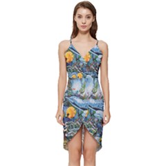 Colorful Aquatic Life Wall Mural Wrap Frill Dress by Proyonanggan