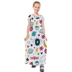 Love Pattern Kids  Short Sleeve Maxi Dress by Proyonanggan