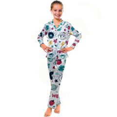 Love Pattern Kids  Satin Long Sleeve Pajamas Set by Proyonanggan